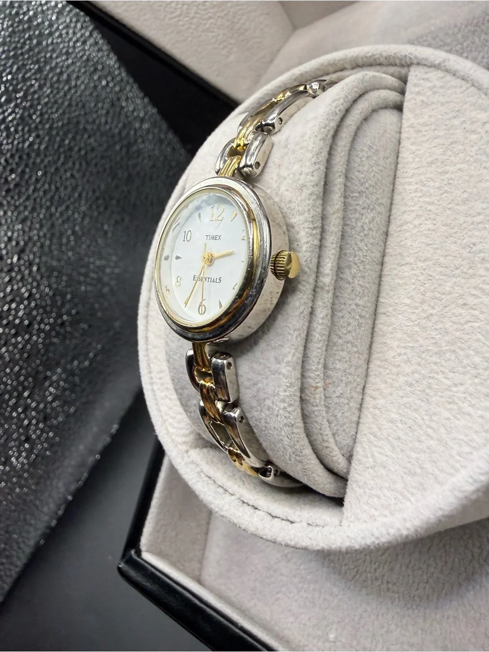 Timex Essentials Ladies Two Tone Watch - White Dial - 23.3mm - Quartz